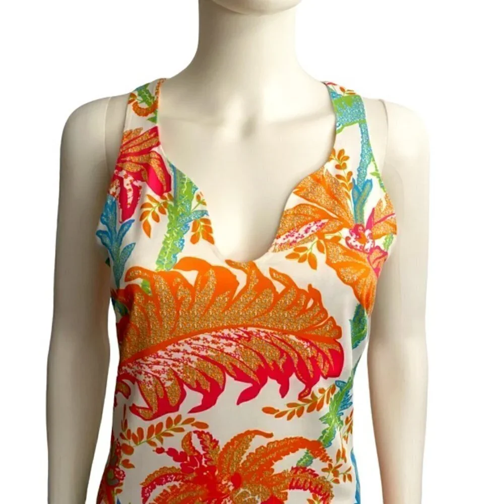 Gretchen Scott Swerve Palm Palm Sleeveless Dress XXSmall - Picture 5 of 5